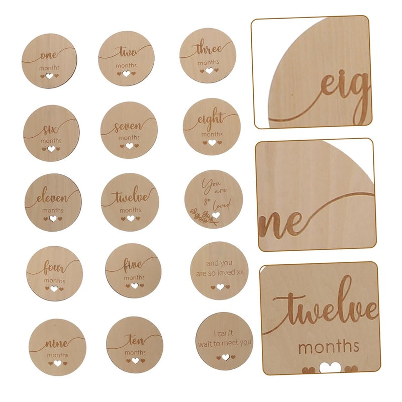 UPKOCH Wooden Growth Announcement Discs Set For Newborn Photography Baby Shower Memory Keepsakes - Image 4